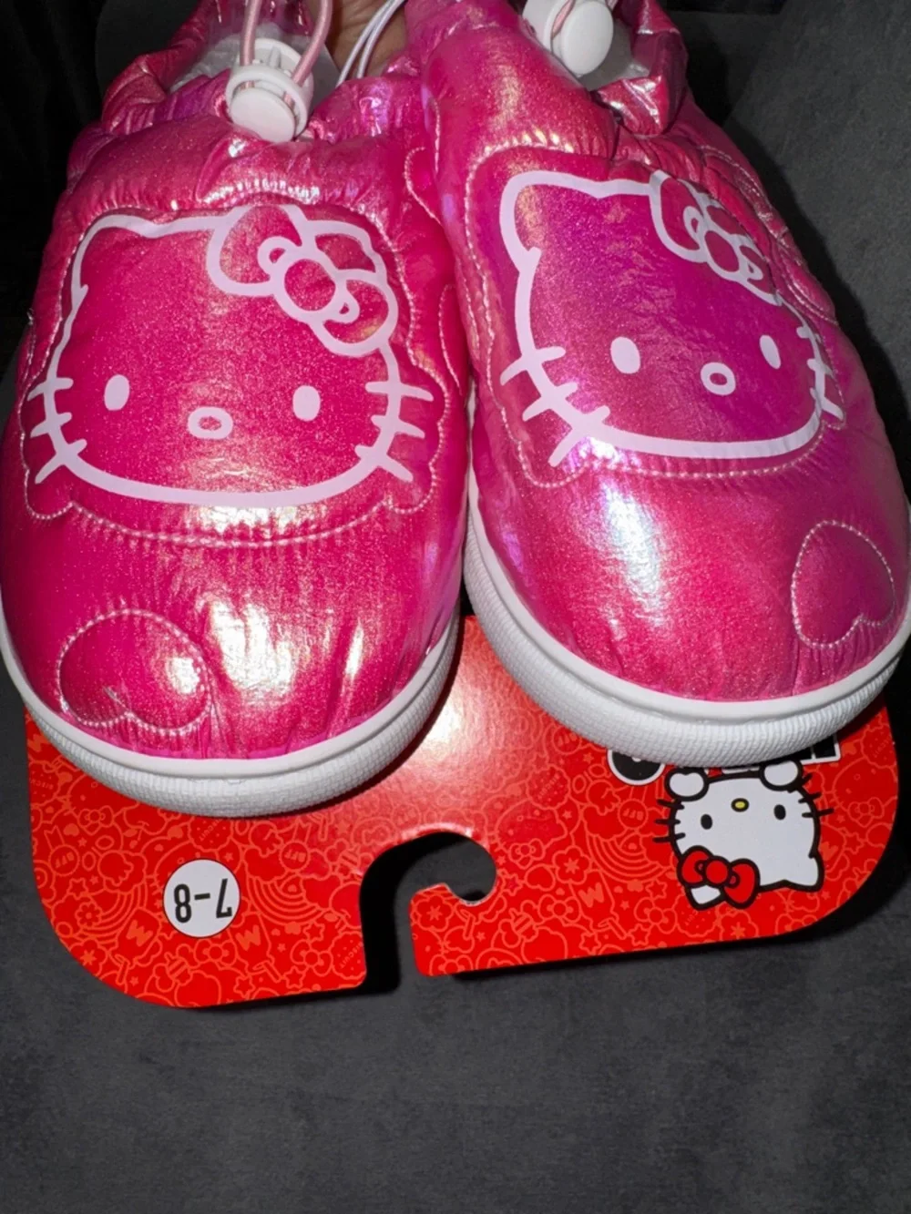 Hello Kitty-NWT Pink Metallic Slip-On Slippers Adult Size 7-8 - Picture 9 of 13